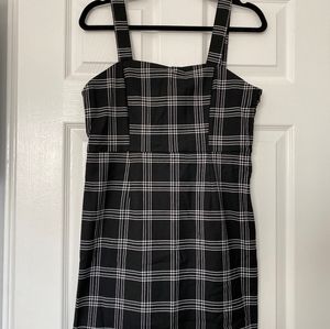 Plaid fitted overalls dress